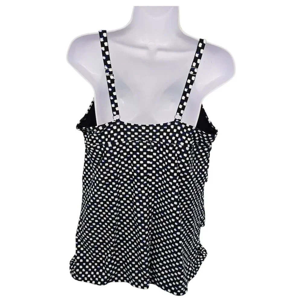 Jaclyn Smith One Piece Swimsuit Polka Dot Black White Layered Womens Size 20 - Picture 4 of 14